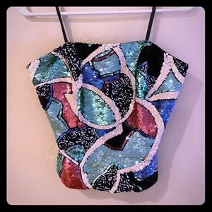 Vintage Oleg Cassini Sequined Strapless Bustier